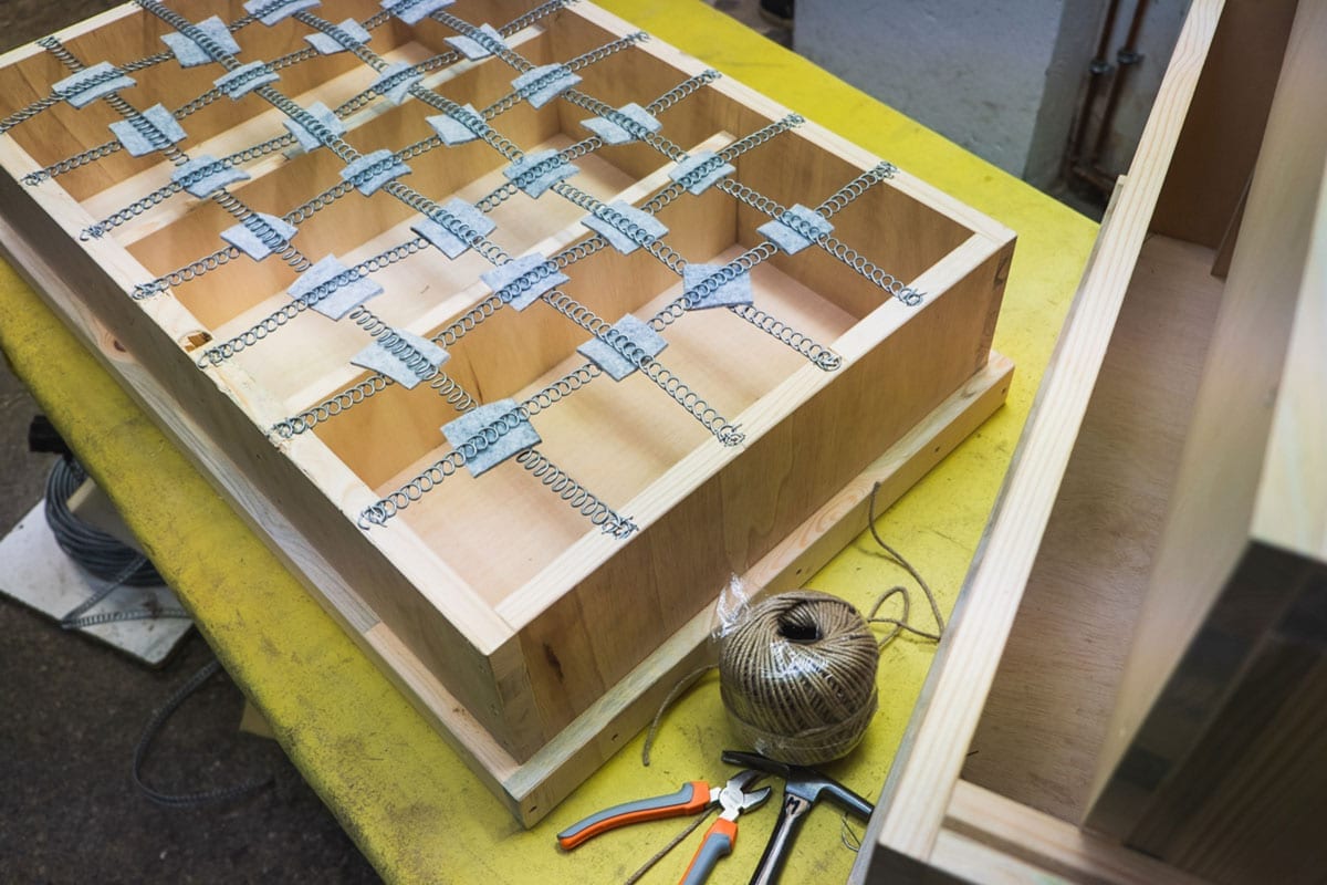 Polsterung einer Sitzbank